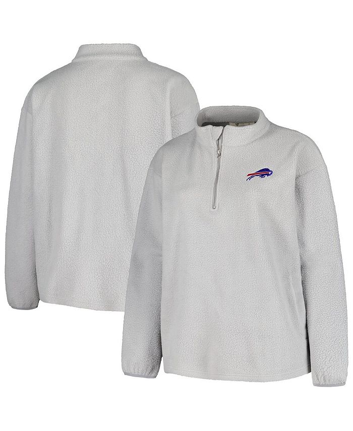 Authentic Buffalo Bills Womens Embroidered Cozy Sherpa 1/4 Zip Hoodie  Sweatshirt