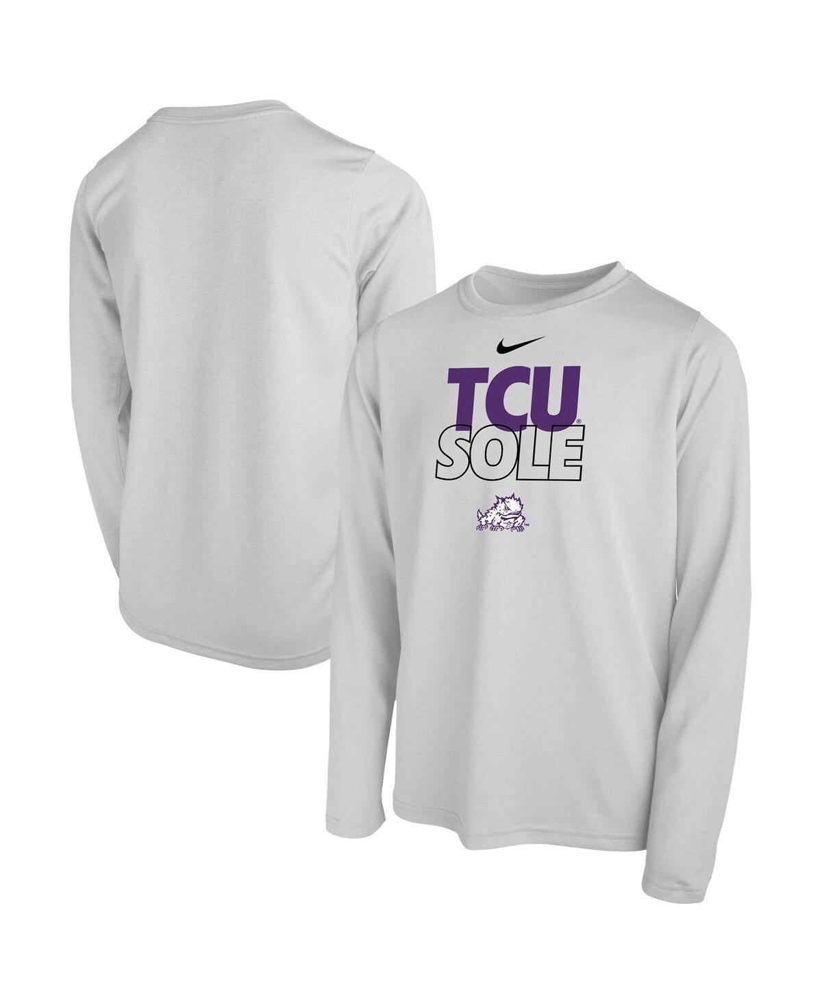 Shop Nike Big Boys  White Tcu Horned Frogs 2023 On Court Sole Bench T-shirt