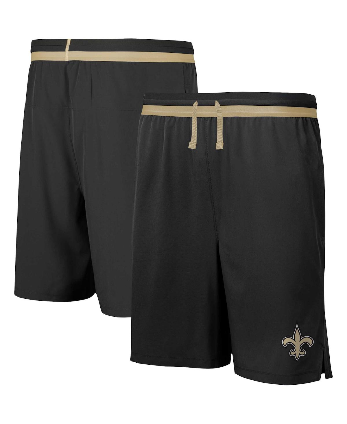 Outerstuff Men's Black New Orleans Saints Cool Down Tri-color Elastic Training Shorts