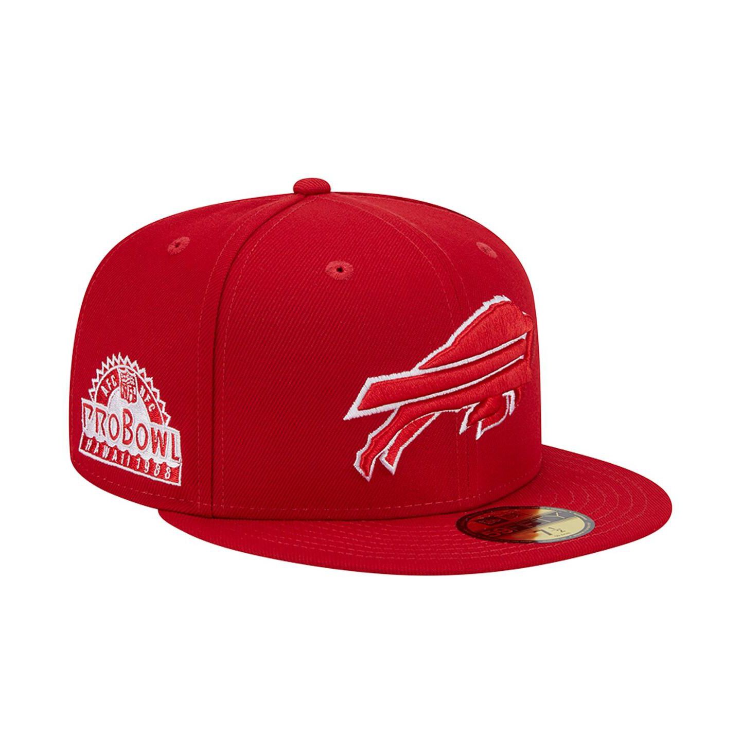 Мужская кепка New Era Scarlet Buffalo Bills 1998 Hawaii Pro Bowl Main Patch 59FIFTY Fitted Hat — фото 1