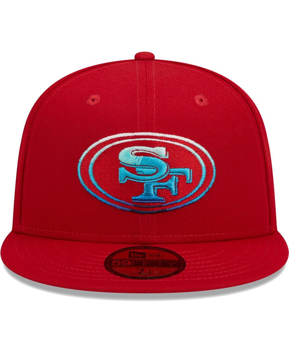 Shop New Era Men's  Scarlet San Francisco 49ers Gradient 59fifty Fitted Hat