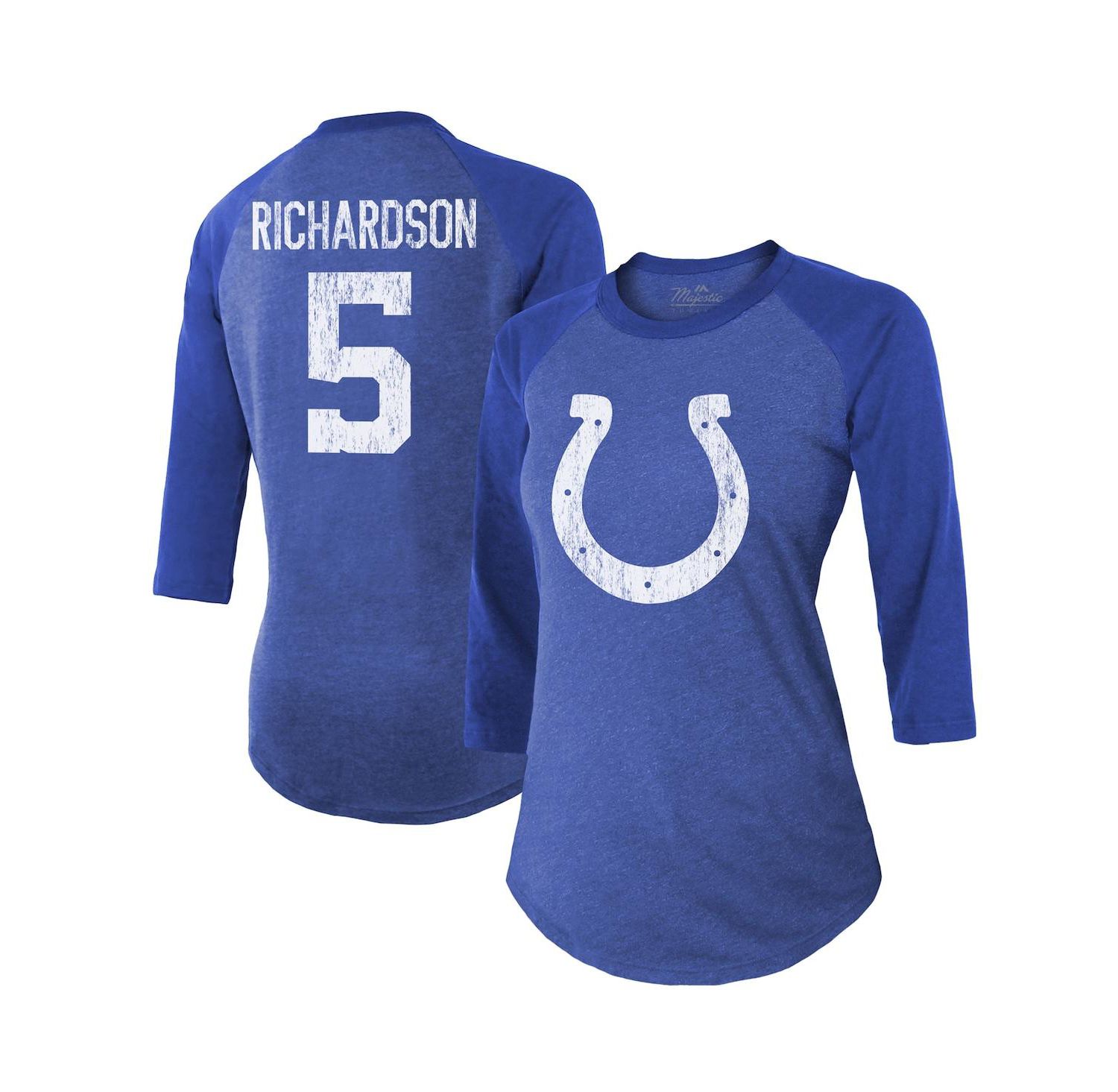 Women's Threads Anthony Richardson Royal Indianapolis Colts Player Name and Number Tri-Blend 3/4-Sleeve Fitted T-shirt