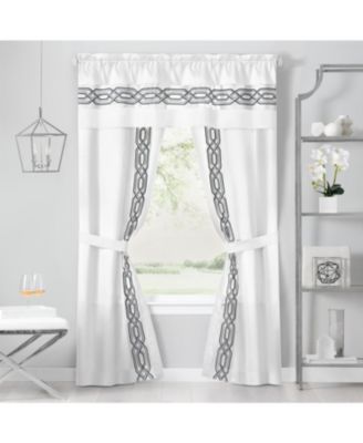 Pacifico 5 Piece Rod Pocket All In One Attached Semi Sheer Window Curtain Panels and Valance Set