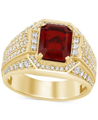 Macy's - Men's Lab Created Ruby (4-1/6 ct. t.w.) & Lab-Created Diamond (1 ct. t.w.) Ring in 10k Gold