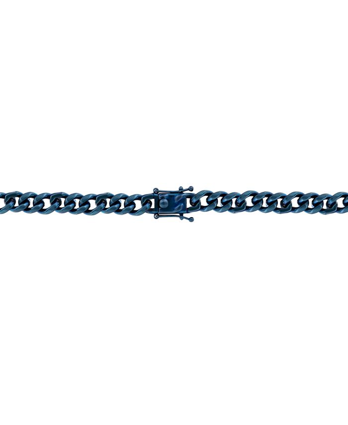 Blackjack Men's Miami Cuban Link 24" Chain Necklace in Blue IonPlated