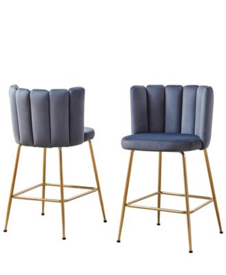 Elegante 37" Velvet Counter Height Stools, Set of 2