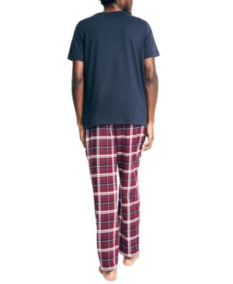 Nauitica Men's 2-Pc. Classic-Fit Solid T-Shirt & Plaid Flannel Pajama Pants Set