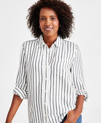 Macys womens black and white online tops
