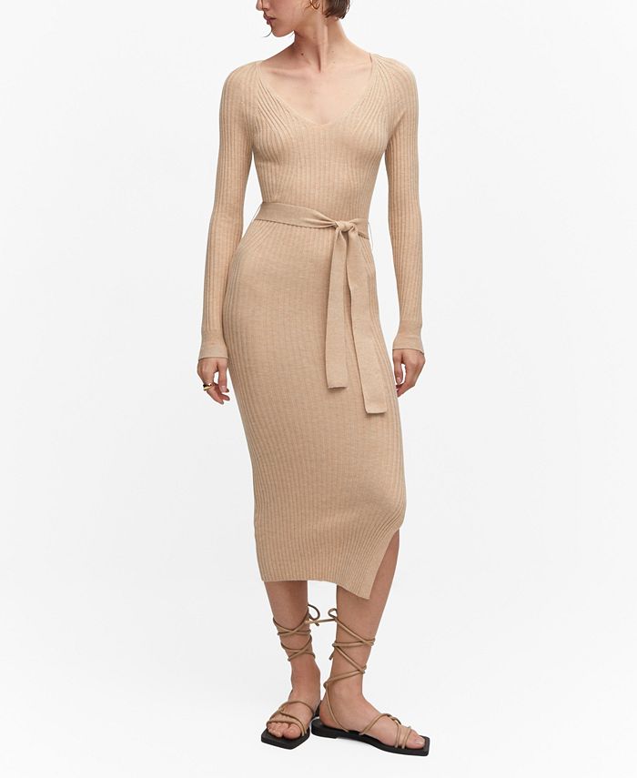 Mango belt midi dress sales
