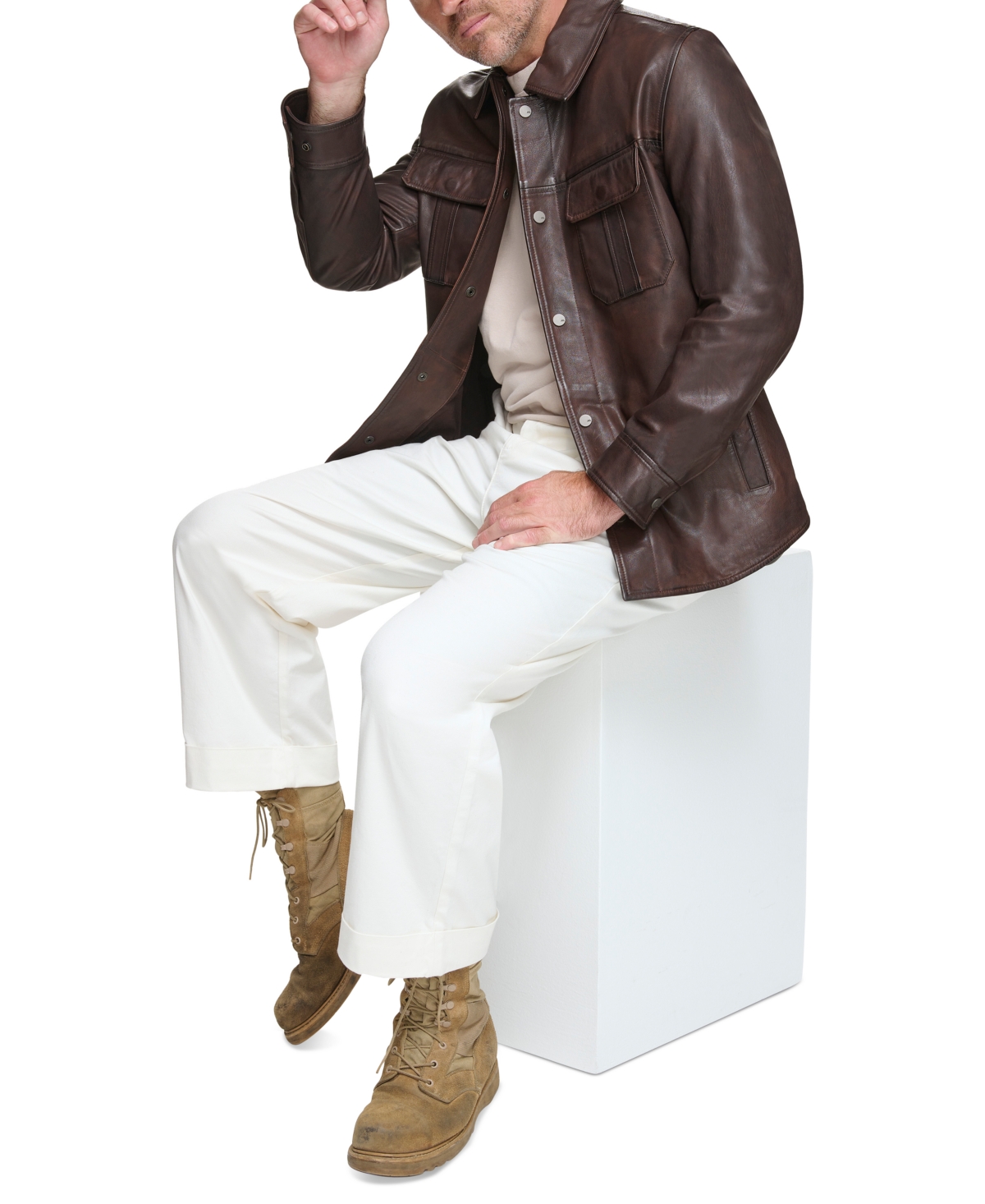 Marc New York Men's The Mogador Leather Overshirt