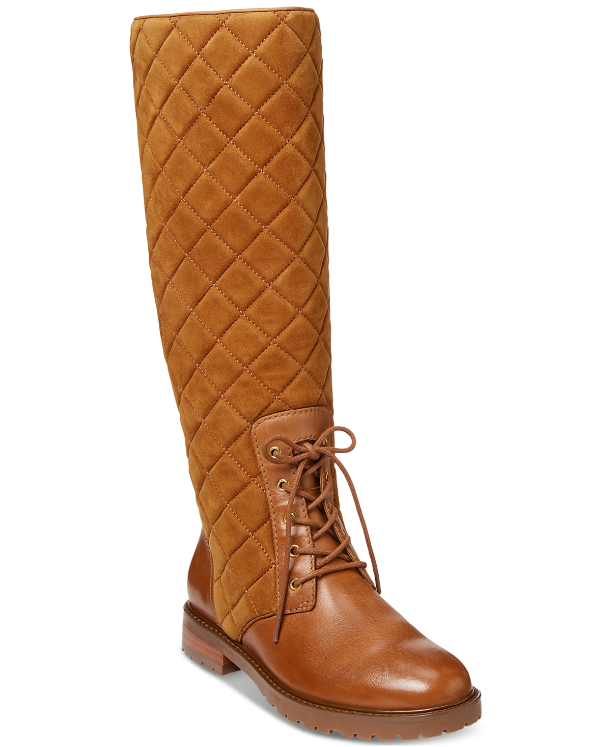Lauren Ralph Lauren Women's Hollie Quilted Lace-up Riding Boots In Whiskey,deep Saddle Tan