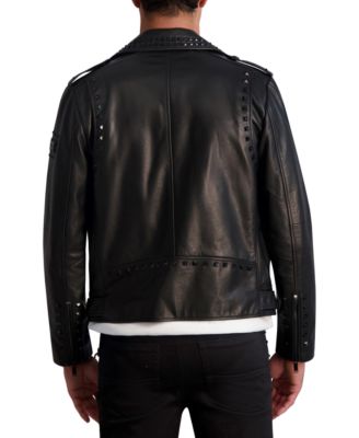 KARL LAGERFELD PARIS WHITE LABEL Men's Slim Fit Studded Leather