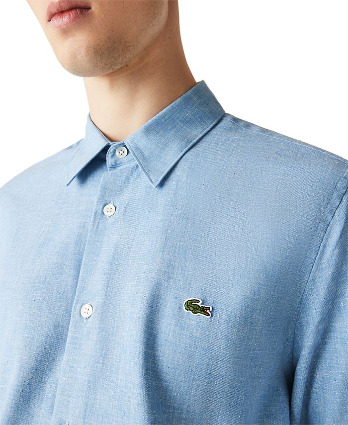 Lacoste Men's Slim-Fit Solid Long-Sleeve Button-Up Shirt - Macy's