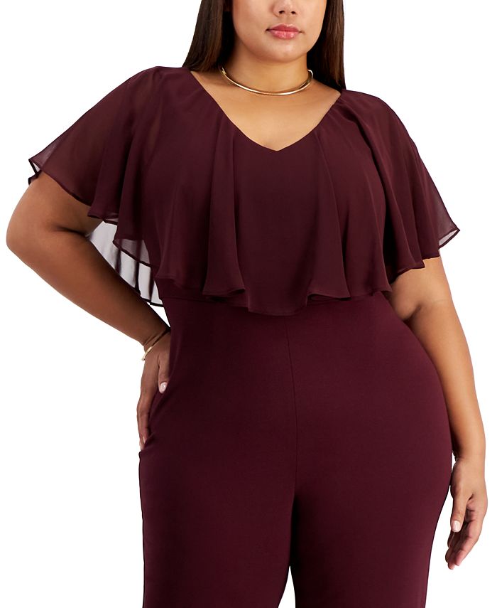 Connected Plus Size Overlay Jumpsuit Macy's