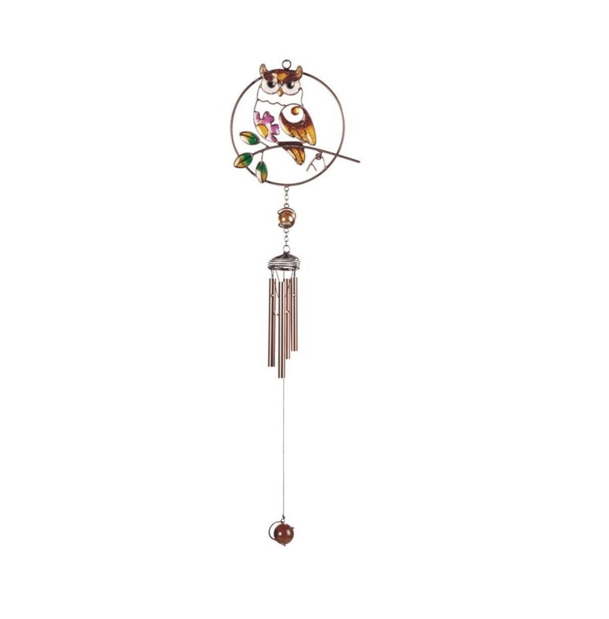 28" Long Owl Wind Chime with Gem Home Decor Perfect Gift for House Warming, Holidays and Birthdays - Multi