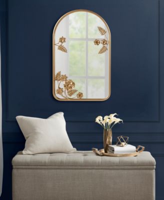 Adaline 16" x 26" x 2" Arched Metal Floral Wall Mirror