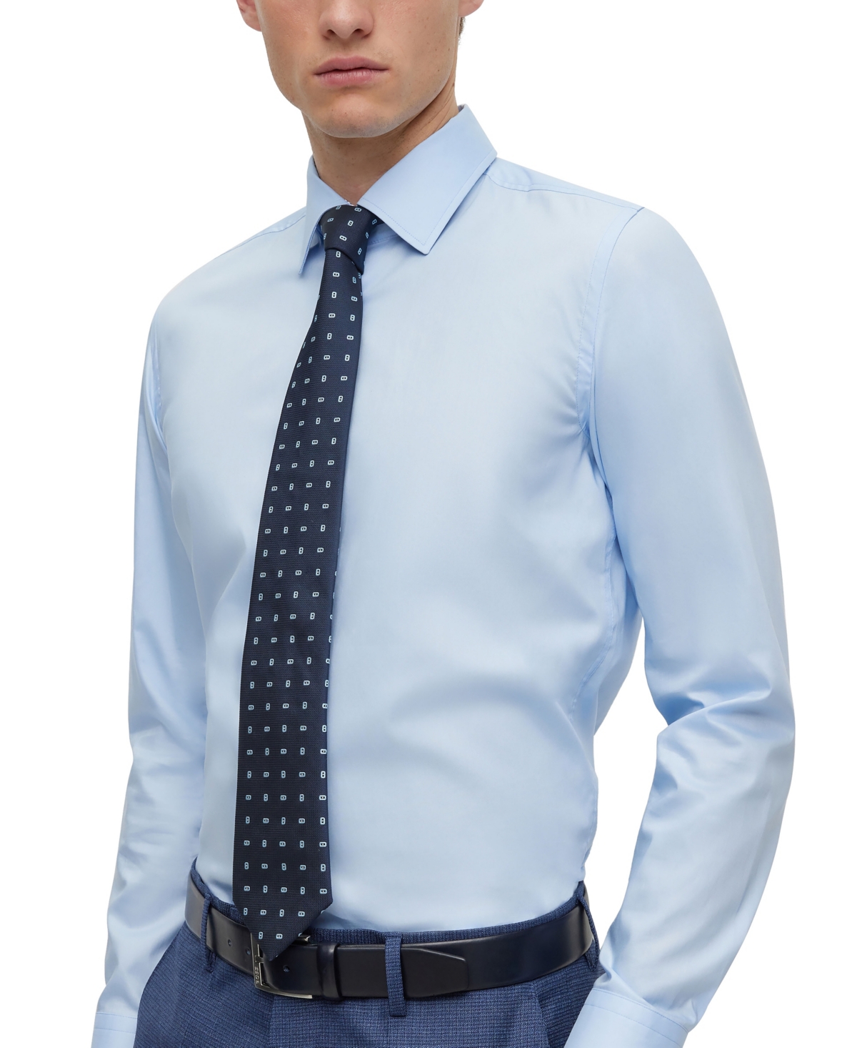 Shop Hugo Boss Boss By  Men's Silk-blend Micro Pattern Tie In Dark Blue