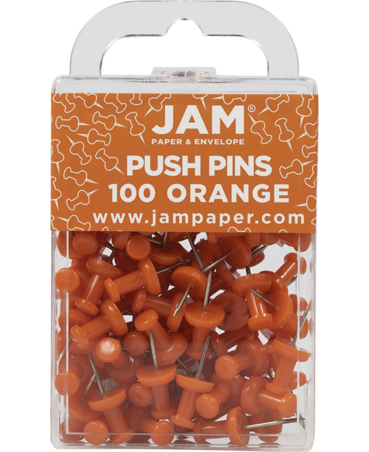 Jam Paper Colorful Push Pins In Orange