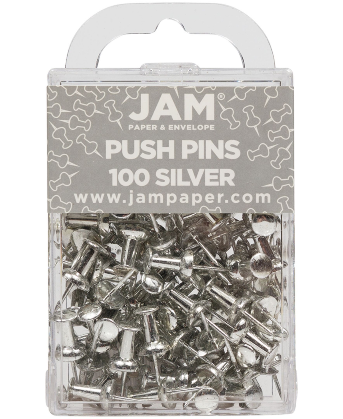 Jam Paper Colorful Push Pins In Silver