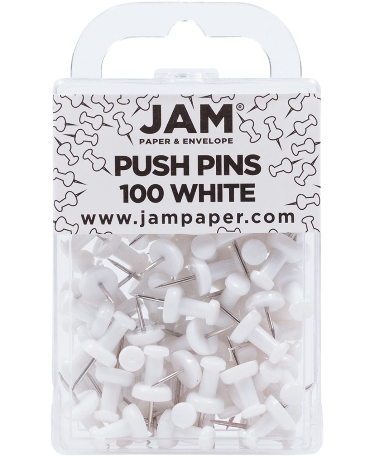 Jam Paper Colorful Push Pins In White