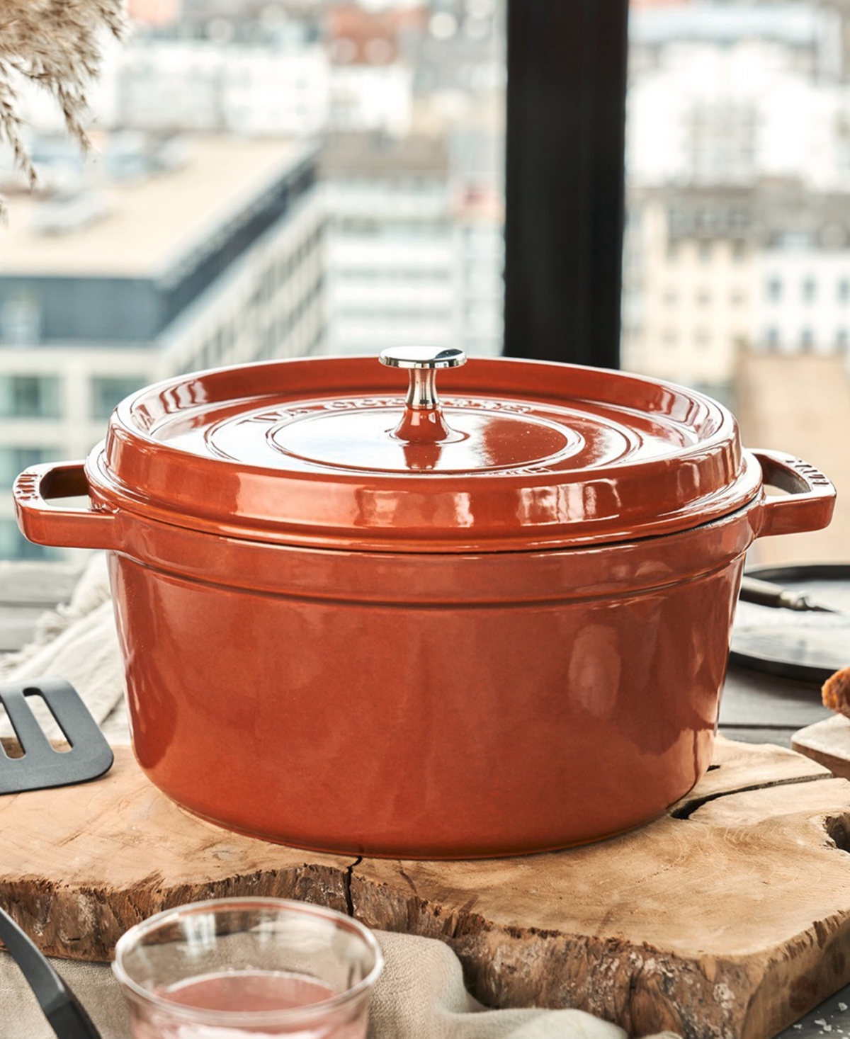 Staub Cast Iron 7 Qt Round Cocotte In Orange