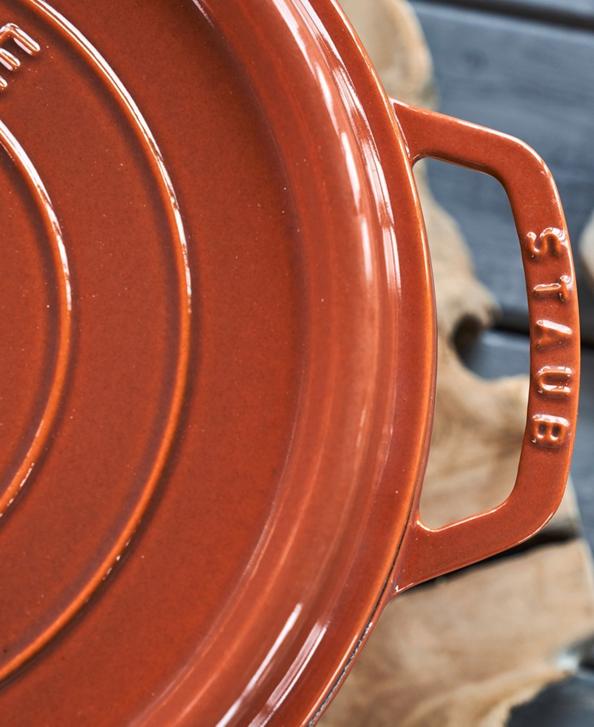 Staub Cast Iron 7 Qt Round Cocotte In Orange