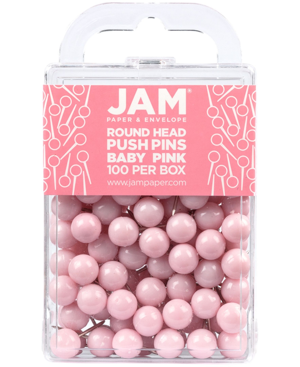 Jam Paper Colorful Push Pins In Baby Pink