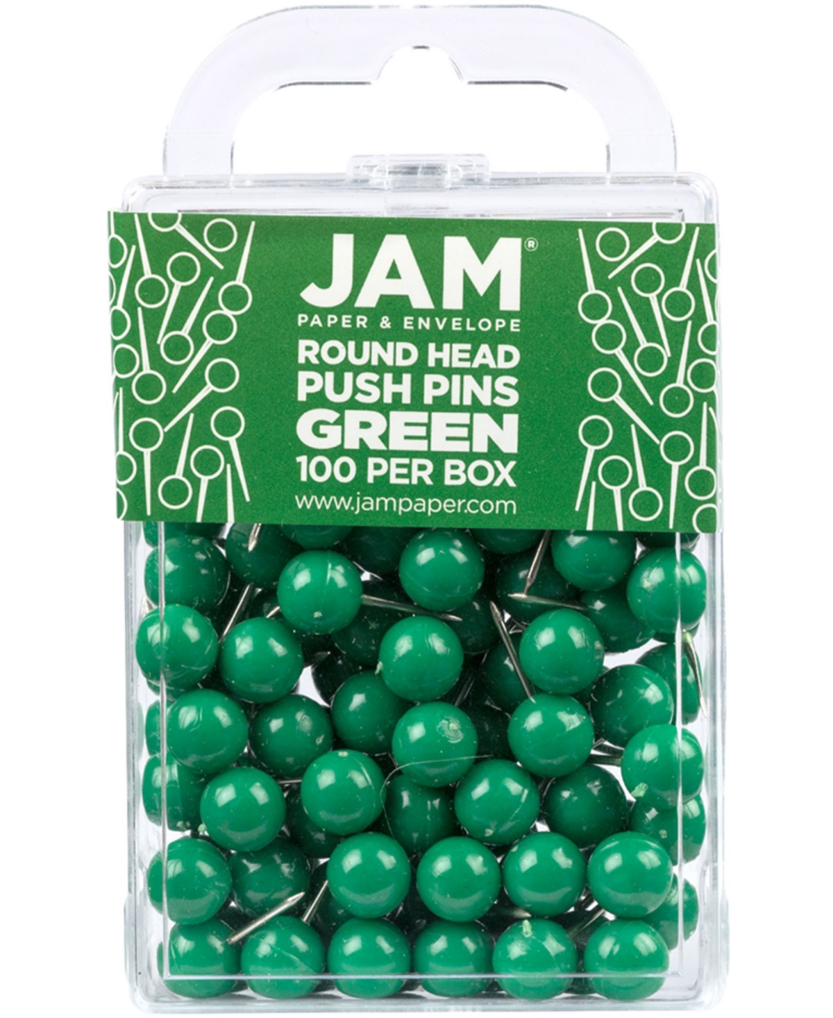 Jam Paper Colorful Push Pins In Green