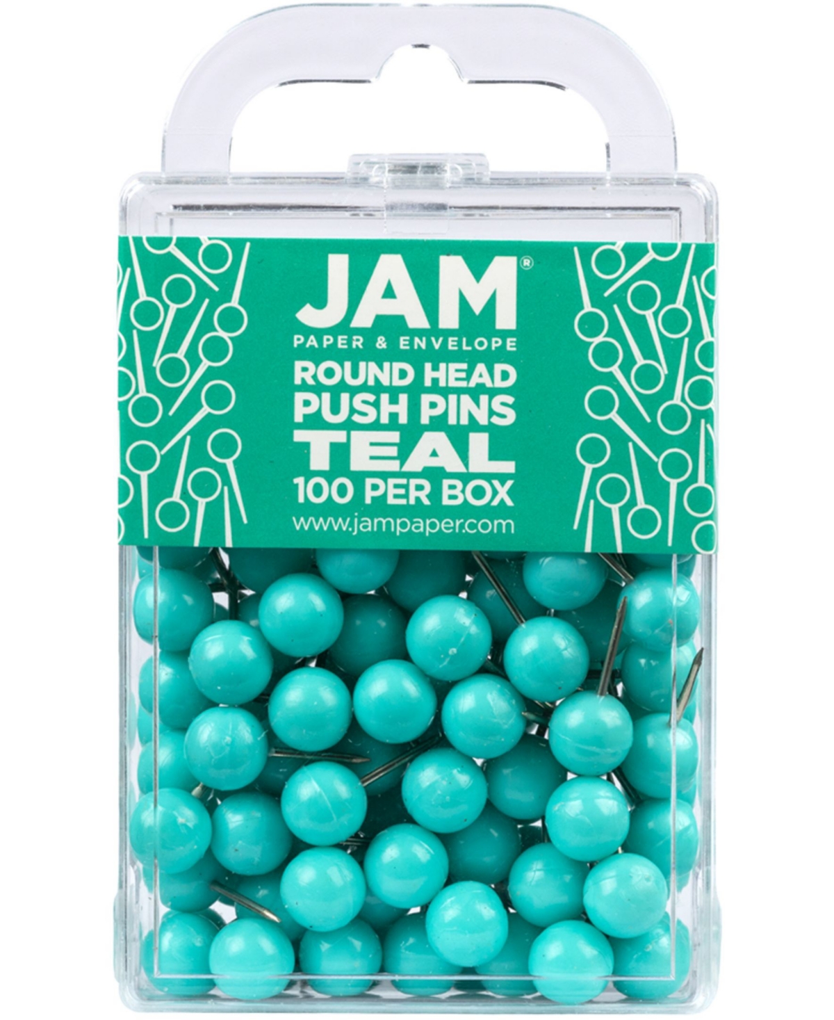 Jam Paper Colorful Push Pins In Teal Blue