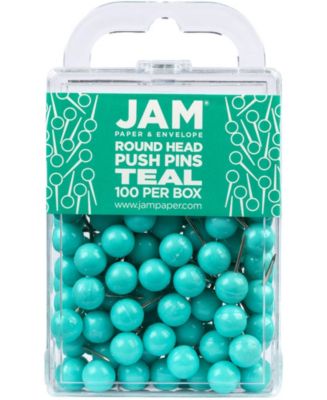 Jam Paper Push Pins, Baby Blue Pushpins, 100/Pack