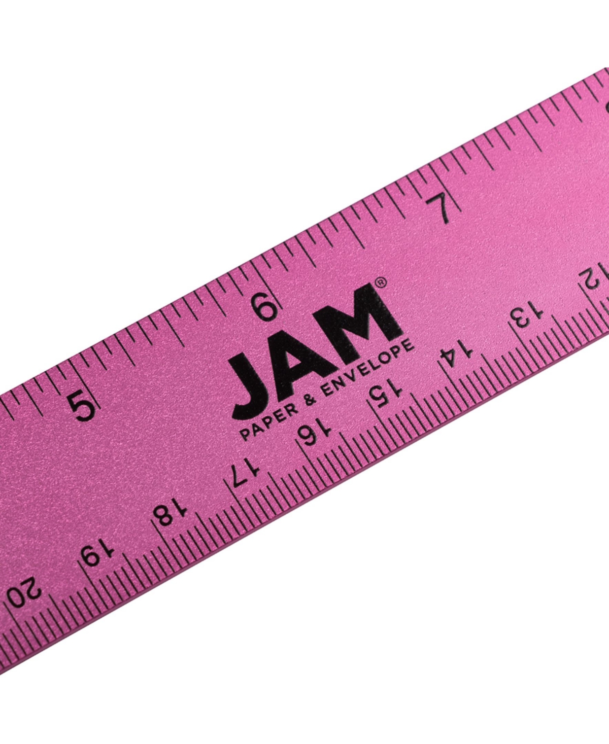 Jam Paper Strong Aluminum Ruler - 12 - Metal Ruler with Non-Skid Cork  Backing - Fuchsia Metallic