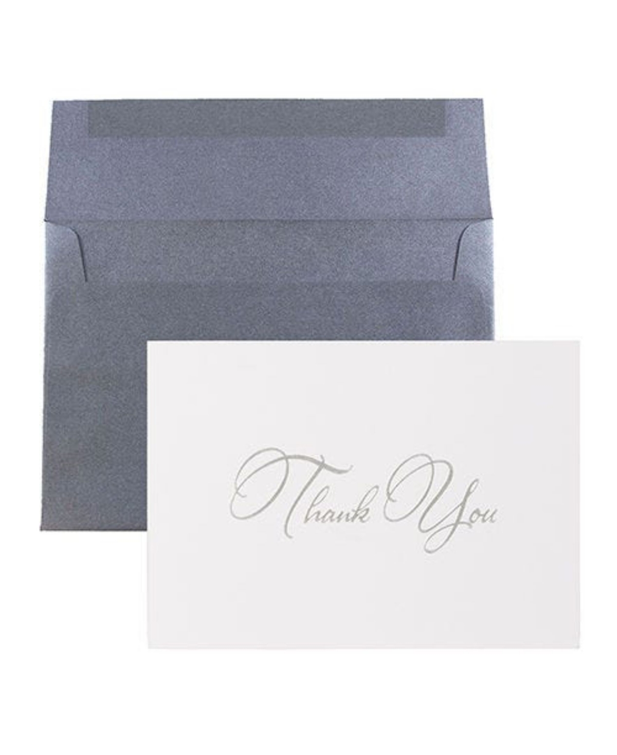 Jam Paper Thank You Card Sets - 25 Cards and Envelopes - Silver Script Cards Anthracite Envelopes