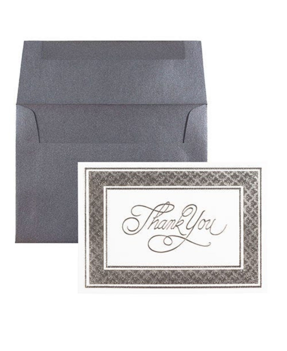 Jam Paper Thank You Card Sets In Silver Border Cards With Anthracite Enve