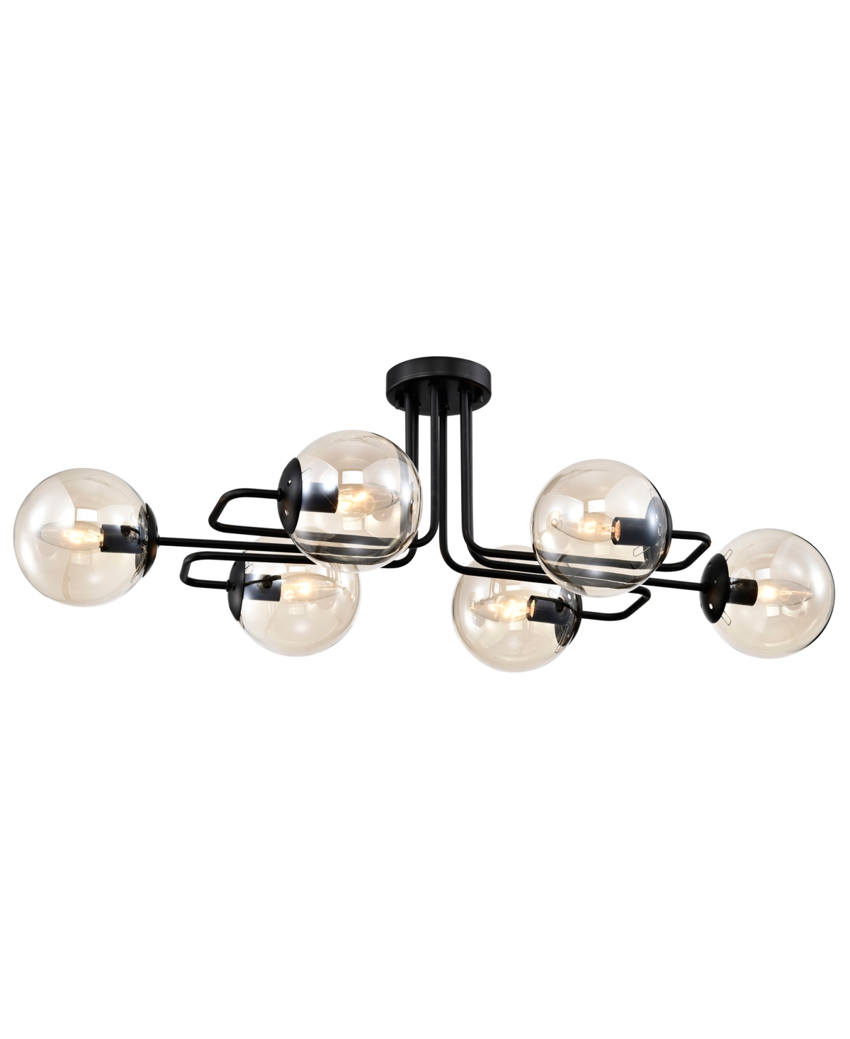 Home Accessories Nuka 37" 6-light Indoor Finish Semi-flush Mount Ceiling Light With Light Kit In Matte Black
