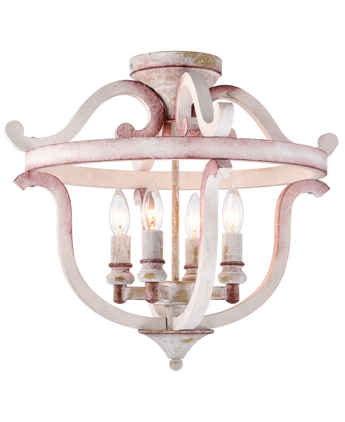 Home Accessories Momali 20" 4-light Indoor Finish Flush Mount With Light Kit In Weathered White And Weathered Pink
