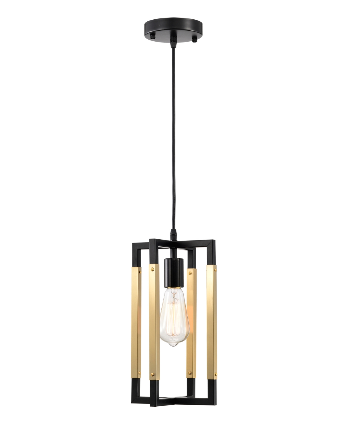 Home Accessories Amor 8" 1-light Indoor Finish Pendant Light With Light Kit In Matte Black And Matte Gold
