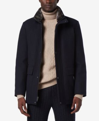 Men's Brooks Melton Wool Car Coat with Faux Fur Collar