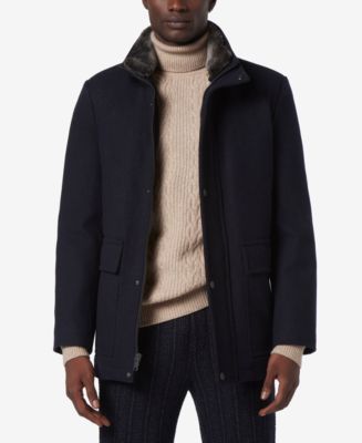 Marc New York Men's Brooks Melton Wool Car Coat with Faux Fur