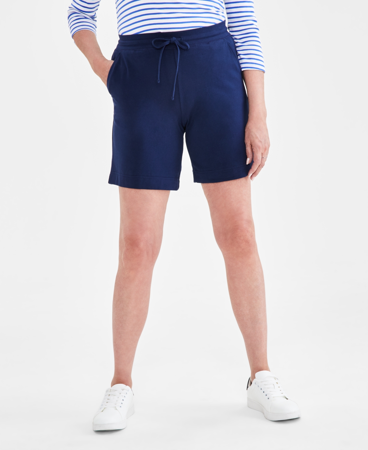 Style & Co Women's Mid Rise Sweatpant Shorts, Created For Macy's In Industrial Blue