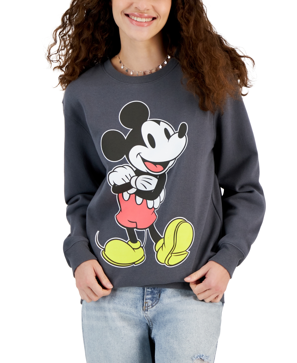 Disney Juniors' Mickey Mouse Fleece Sweatshirt In Lava Smoke
