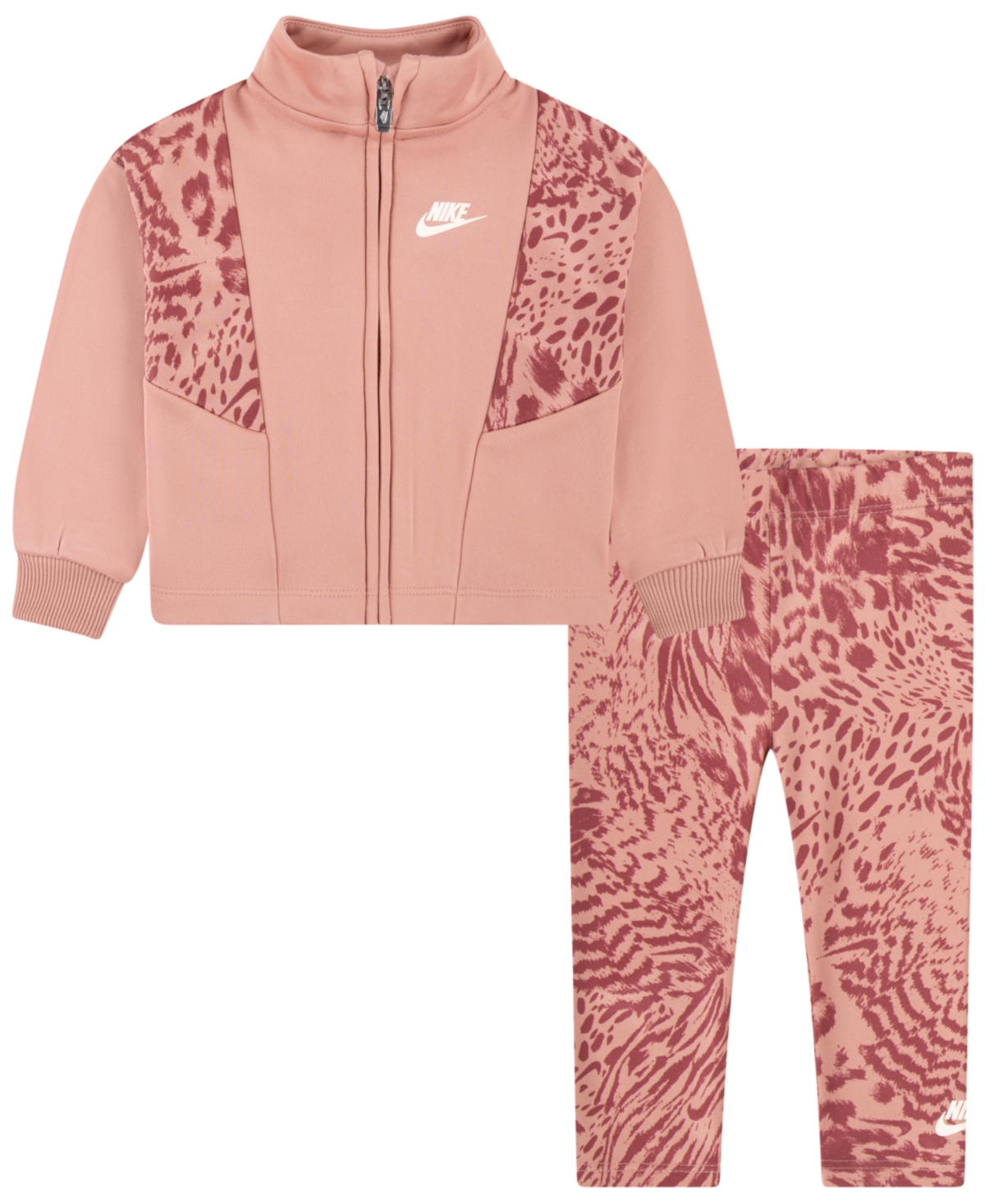 Nike Baby Girls Swoosh Home Track Jacket And Leggings, 2 Piece Set In Red Stardust