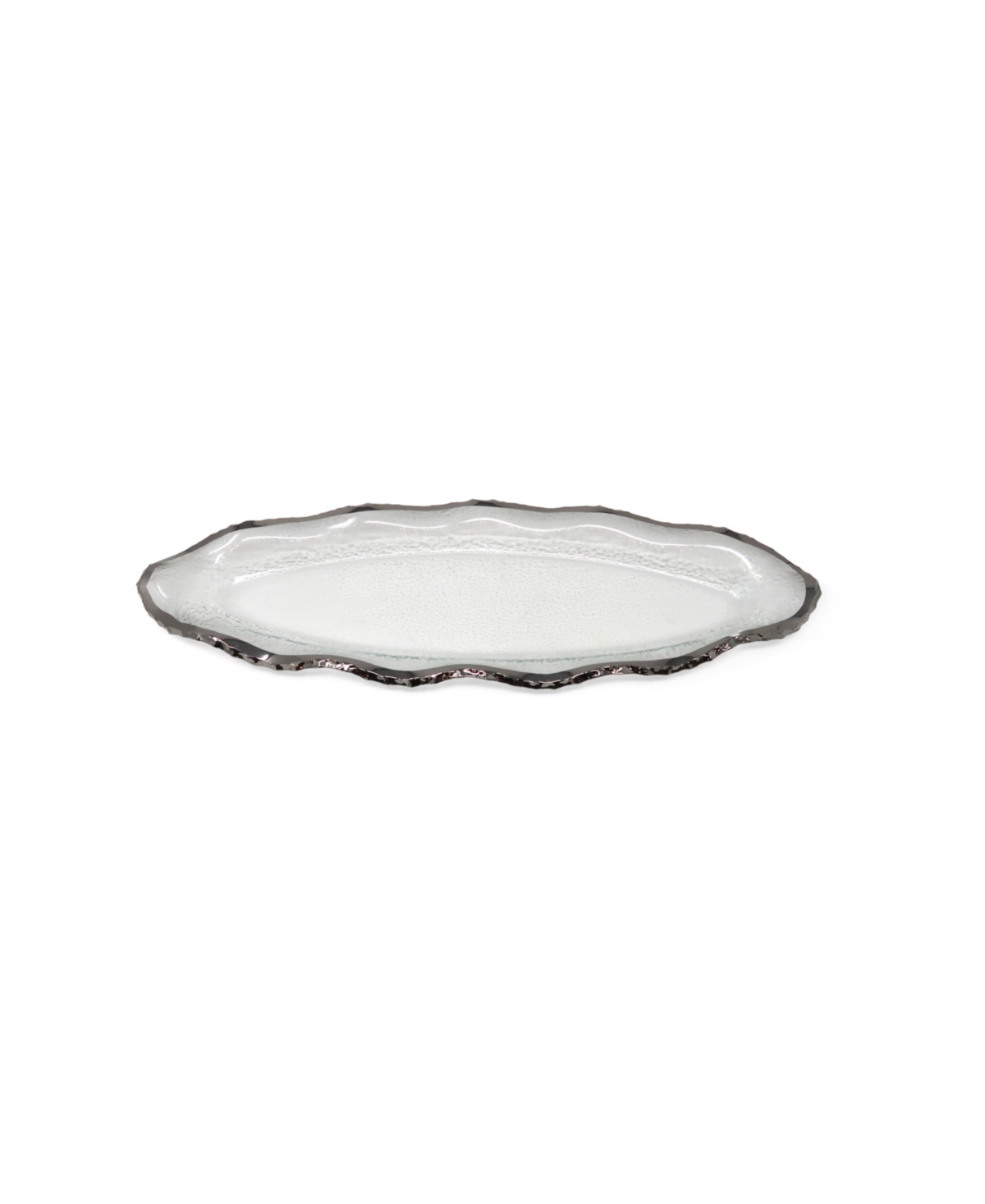 Glass Plate withTone Scalloped Rim, L - Silver