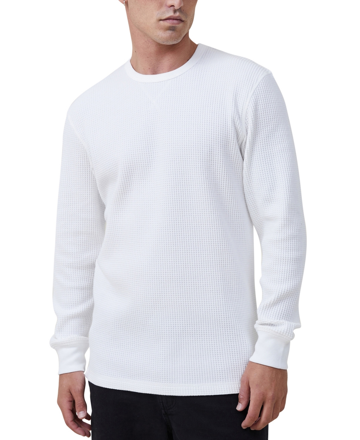 Cotton On Men's Chunky Waffle Long Sleeve T-shirt In White Waffle