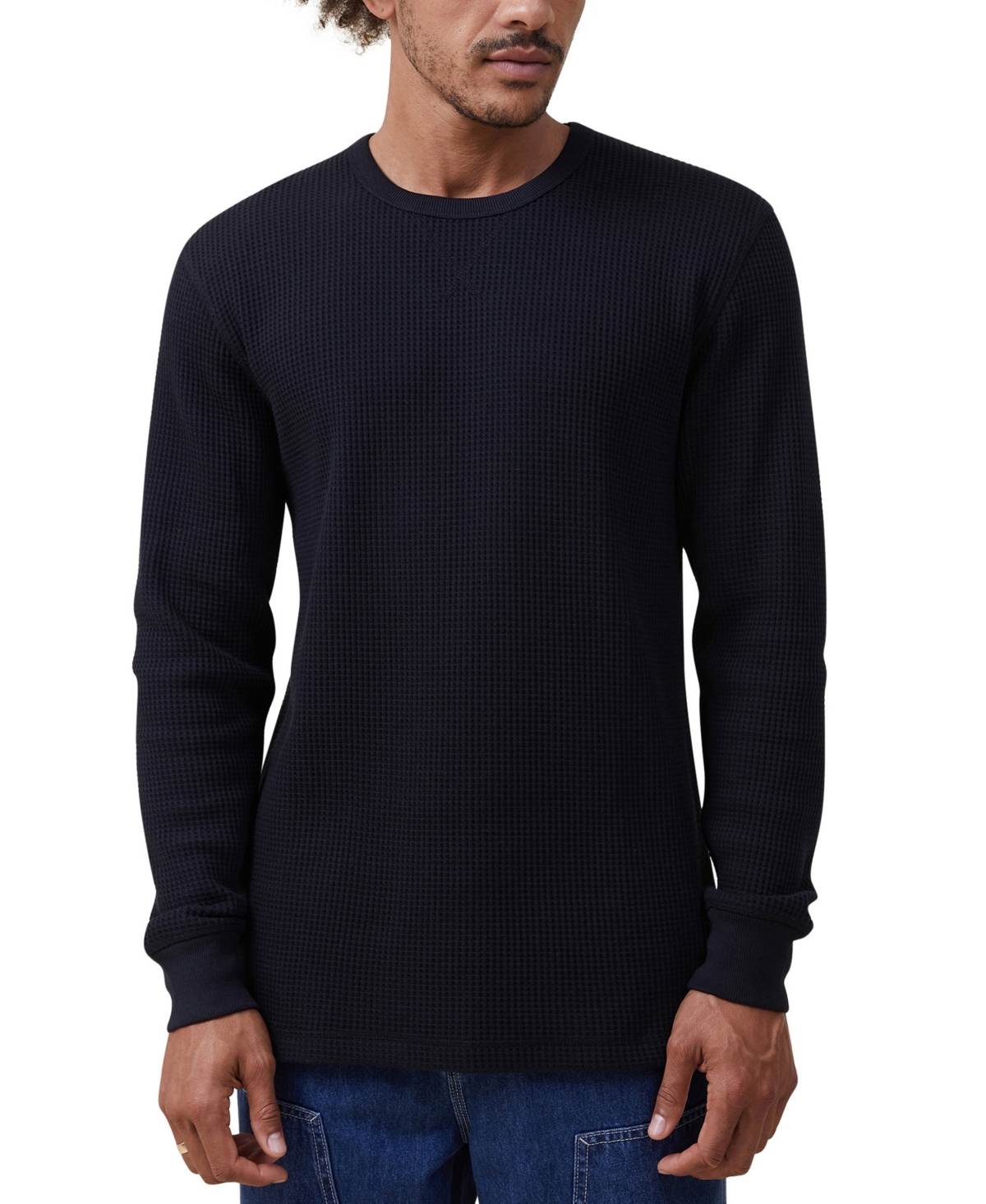 Men's Chunky Waffle Long Sleeve T-shirt - Burgundy