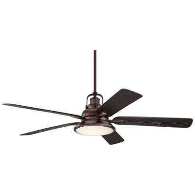 60" Wind and Sea Indoor Outdoor Ceiling Fan 5 Blade LED Light Remote Control Oil Rubbed Bronze Finish Bedroom
