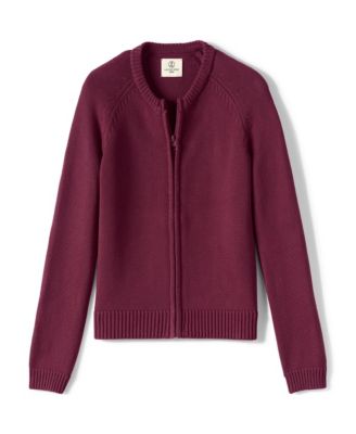 Girls School Uniform Cotton Modal Zip Front Cardigan Sweater