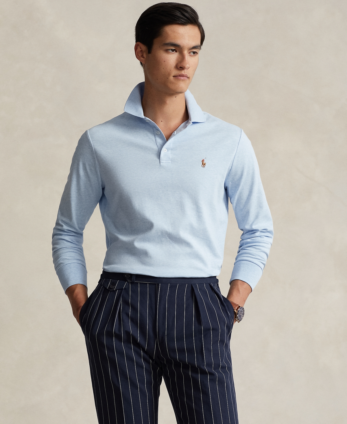 Polo Ralph Lauren Men's Classic-fit Soft Cotton Polo In Elite Blue Heather