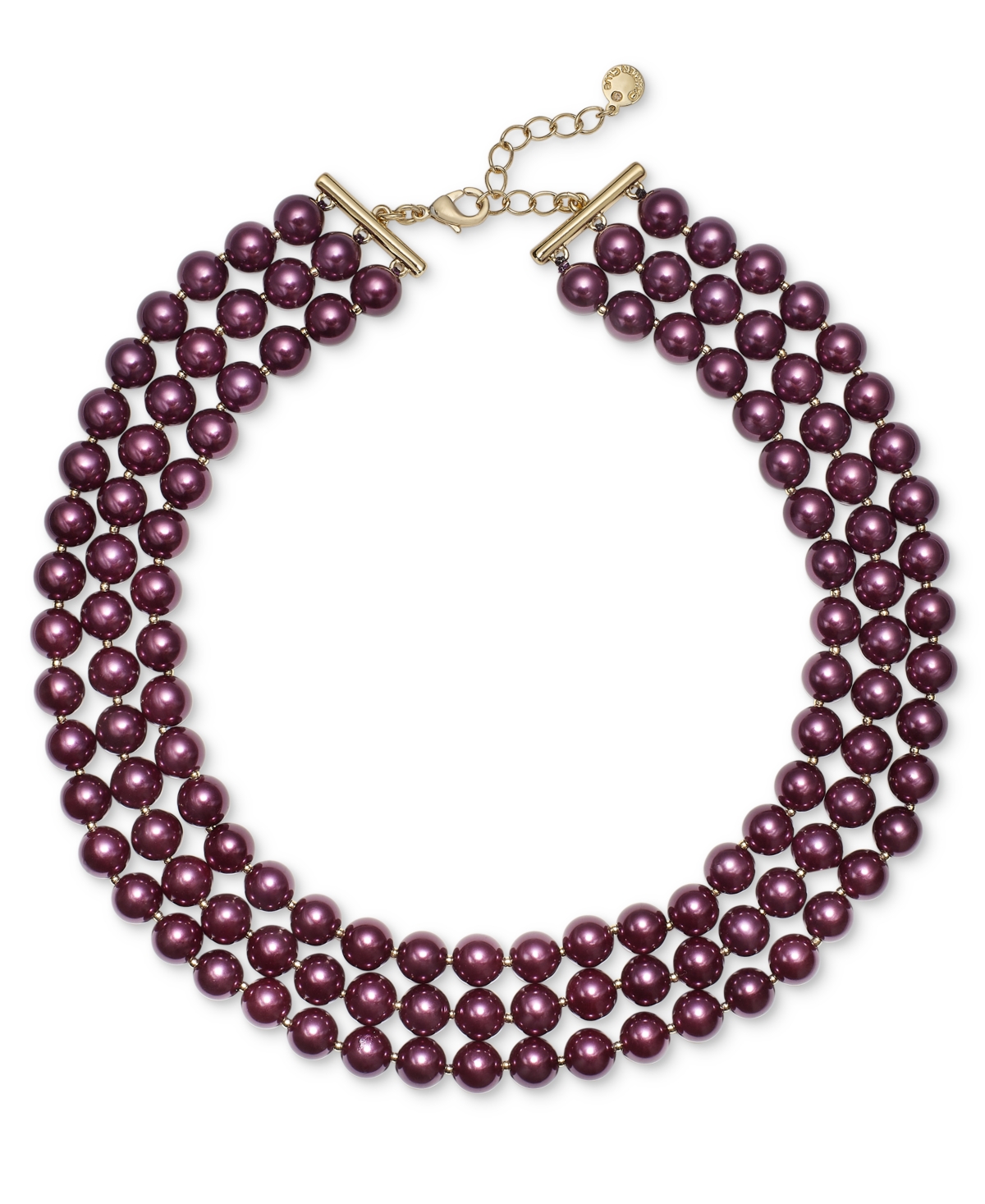 Gold-Tone Color Imitation Pearl Collar Necklace, 17" + 2" extender, Created for Macy's - Purple
