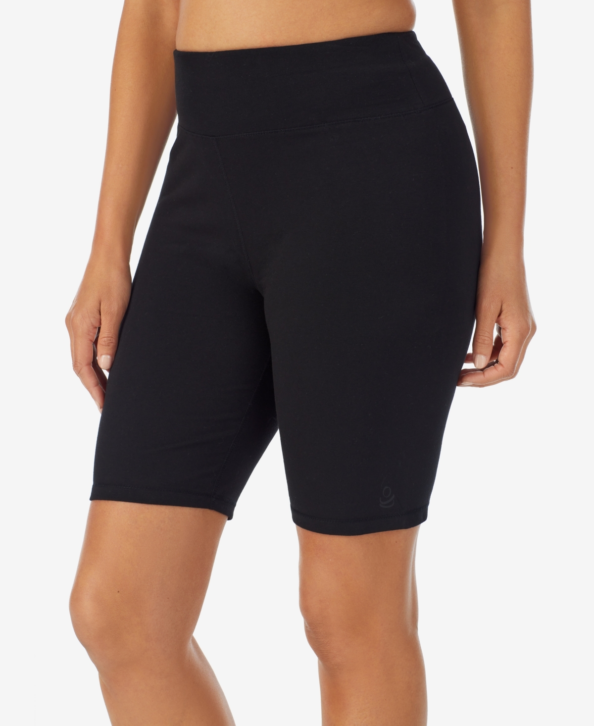 Shop Cuddl Duds Women's Cottonwear High-rise Wide-waist Bike Shorts In Black