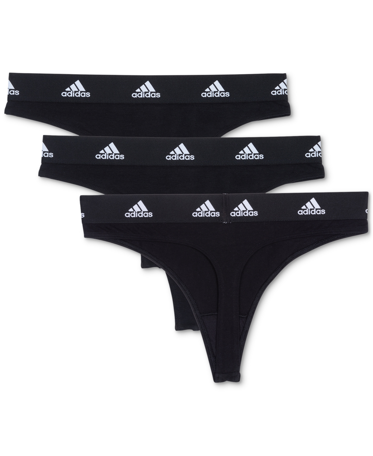 Adidas Originals Intimates Women's 3-pk. Active Comfort Cotton Thong Underwear 4a3p79 In Black